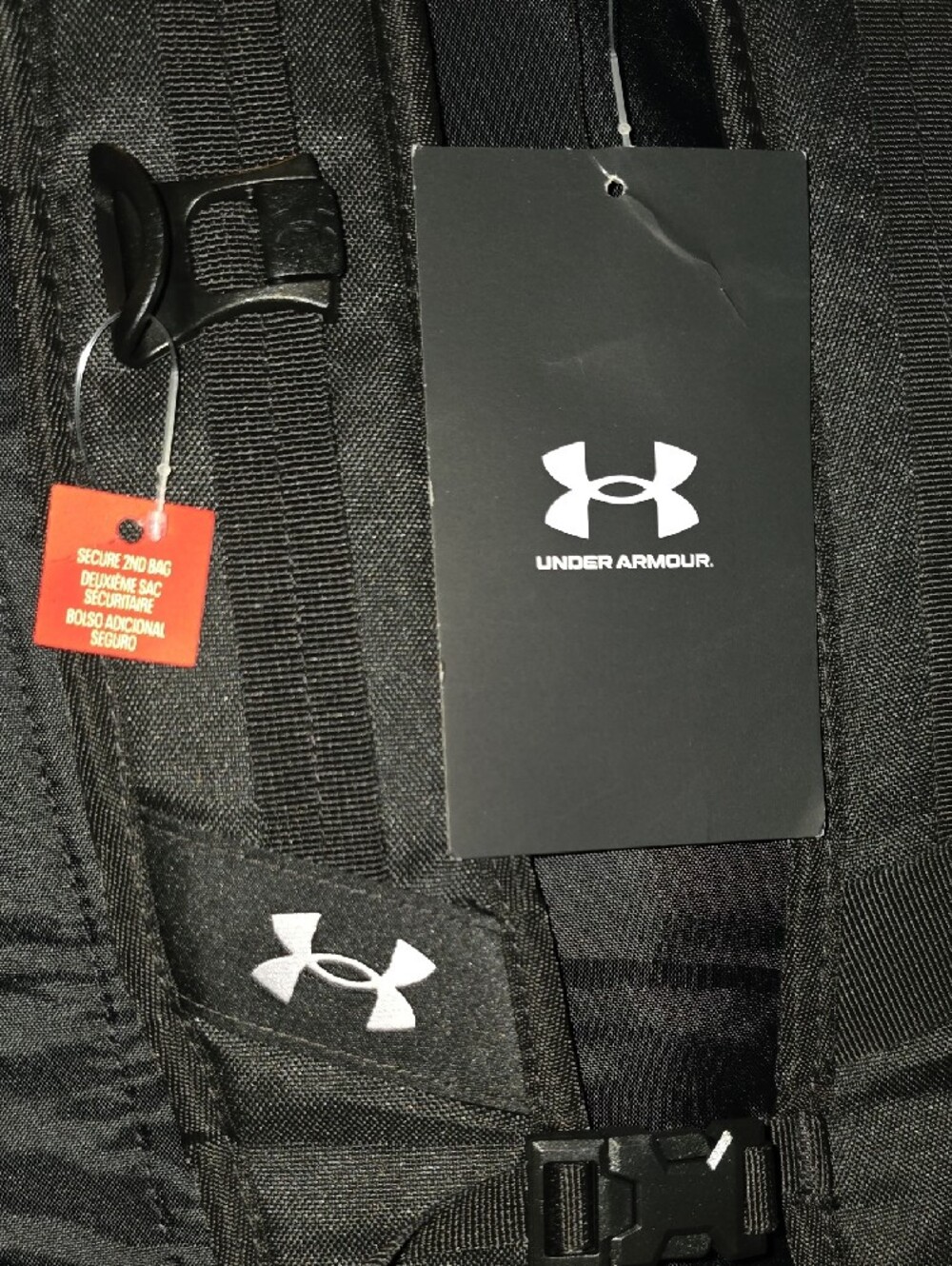 Under Armour Black Backpack with White Logo - Rugged Everyday Pack - Picture 2 of 9